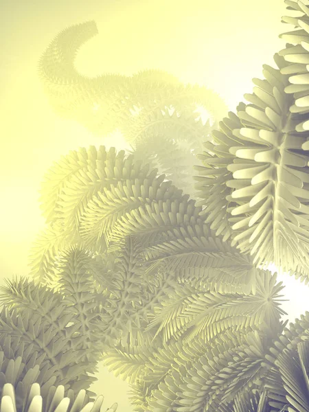 Forma curvada futurista abstracta rodeada de niebla de color. Ilustración geométrica por ordenador. renderizado 3d —  Fotos de Stock