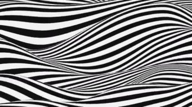 Siyah ve beyaz çizgiler yatay hareket arka planı. Bilgisayar oluşturulan döngü animasyonu. 3D rendering. 4k UHD