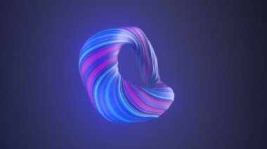 Mavi renkli bükülmüş şekil. Bilgisayar soyut geometrik 3D render döngü animasyon oluşturuldu. 4k, Ultra HD çözünürlük.
