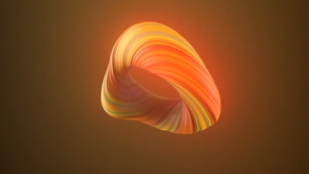 Orange colored twisted shape. Computer generated abstract geometric 3D render loop animation. 4K, Ultra HD resolution. — Stock Video