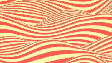 Renkli dalga döngüsü animasyonu. Futuristik geometrik yatay çizgiler desen hareket arka plan. 3D rendering. 4k UHD