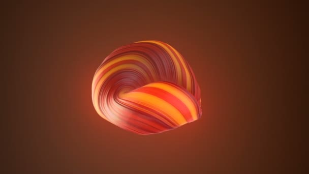 Red colored twisted shape. Computer generated abstract geometric 3D render loop animation. 4K, Ultra HD resolution. — Stock Video