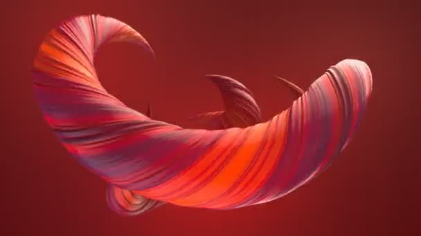 Formes torsadées de couleur rouge. Animation abstraite géométrique 3D en boucle de rendu générée par ordinateur. 4K, résolution Ultra HD .