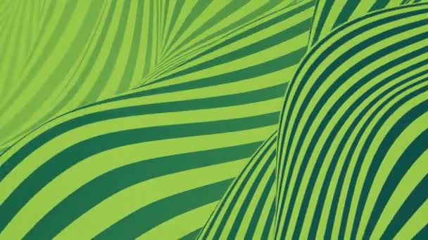 Анімація циклу зеленого кольору хвилі. Футуристичні геометричні діагональні лінії візерунки руху фону. 3D візуалізація. 4k UHD — стокове відео