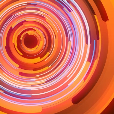 Turuncu renkli çevrelerin Soyut 3D render kompozisyon. Bilgisayar oluşturulan geometrik desen