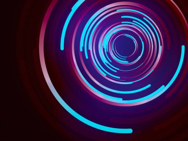 Mavi renkli daireler 3D render bileşimi soyut. Oluşturulan bilgisayar geometrik desen