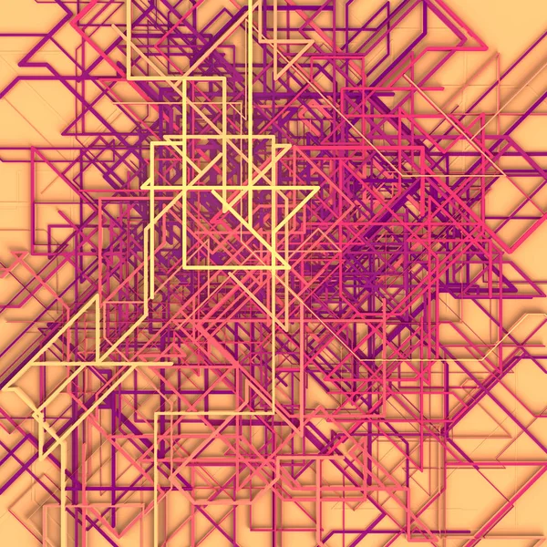Abstract roze gekleurde futuristische techno patroon. Moderne covers ontwerp. Digitale 3D-illustratie — Stockfoto
