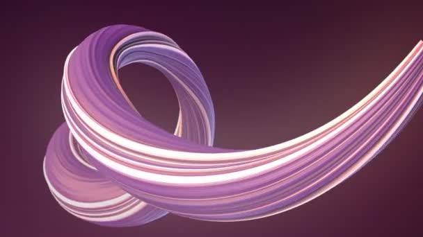 紫色のねじれた形状。コンピュータで生成された抽象ジオメトリック 3D レンダリング ループ アニメーション。4k、ウルトラHD解像度. — ストック動画