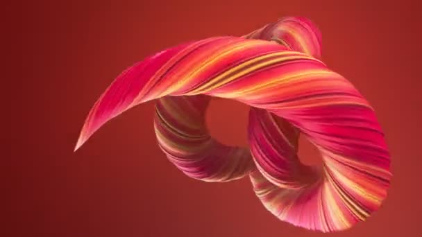 Formes torsadées de couleur rouge. Animation abstraite géométrique 3D en boucle de rendu générée par ordinateur. 4K, résolution Ultra HD .