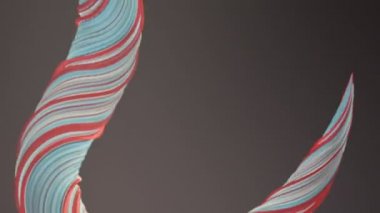 Kırmızı ve mavi renkli bükülmüş şekil hareketli grafik arka plan. Bilgisayar oluşturulan soyut geometrik 3d render döngü animasyon. HD çözünürlüğü.