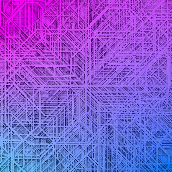 Абстрактний синьо-рожевий футуристичний технічний візерунок. Сучасний дизайн обкладинок. Цифрова 3d ілюстрація — стокове фото