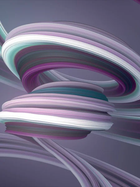 Forma retorcida de color. Ilustración de renderizado 3D geométrica abstracta generada por computadora —  Fotos de Stock