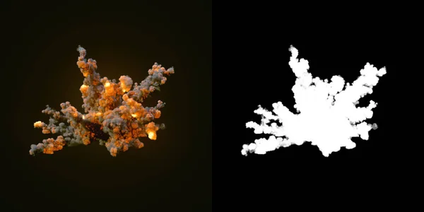 Composition avec de grandes explosions dans le canal sombre et alpha. Rendu 3d — Photo