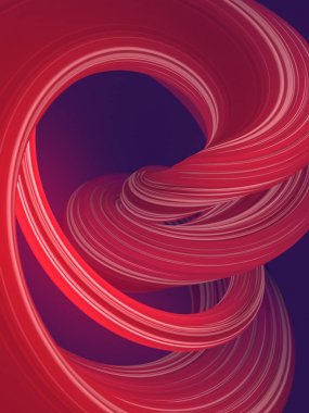 Renkli bükülmüş şekil. Oluşturulan bilgisayar soyut geometrik 3d render illüstrasyon