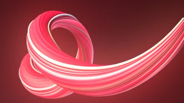 Ροζ έγχρωμο διεστραμμένο σχήμα. Υπολογιστής που δημιουργήθηκε αφηρημένο γεωμετρικό 3D αποδίδει κίνηση βρόχου. ανάλυση 4K, Ultra HD. — Αρχείο Βίντεο