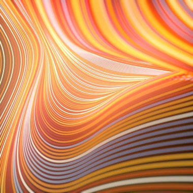 Çeşitli renkli çizgilerden yapılmış kompozisyon ile modern stil soyutlama. Dalga bandı geometrik deseni. 3d render