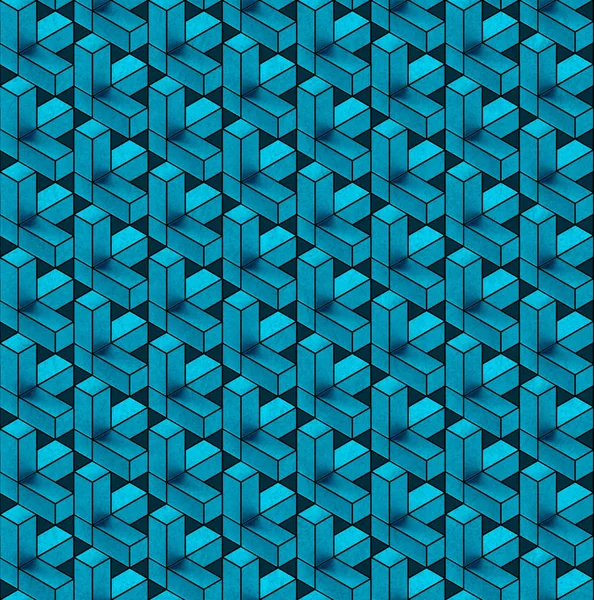 Patrón geométrico abstracto sin costura de color azul en la superficie de hormigón viejo. Diseño de impresión moderno. renderizado 3d — Foto de Stock