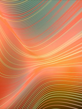 Çeşitli renkli çizgilerden yapılmış kompozisyon ile modern stil soyutlama. Dalga bandı geometrik deseni. 3d render