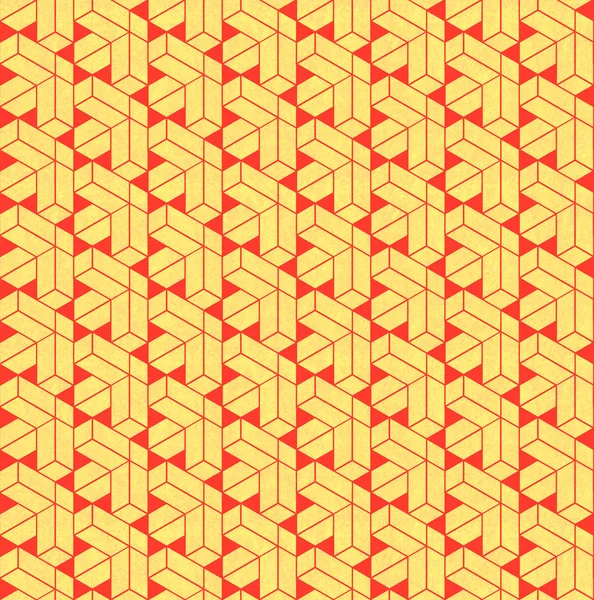 Oranje en gele abstracte geometrische naadloze patroon op oude betonnen oppervlak. Moderne print design. 3D-rendering — Stockfoto