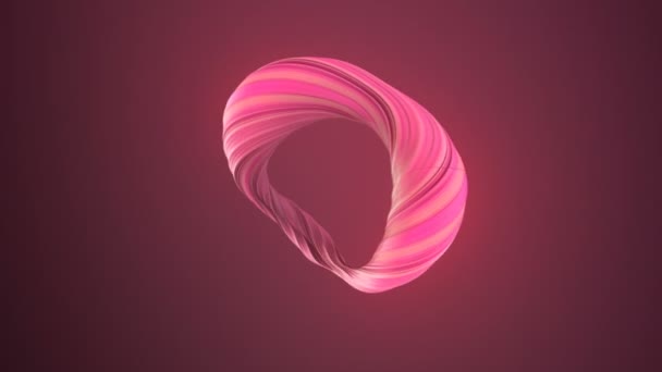 粉红色扭曲的形状。计算机生成的抽象几何 3d 渲染循环动画。4k，超高清分辨率. — 图库视频影像