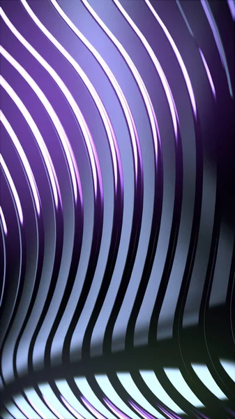 Bølgebånd abstrakt bakgrunn. Lyserosa fargede refleksjoner på mørk metallisk overflate. 3d smelting – stockfoto