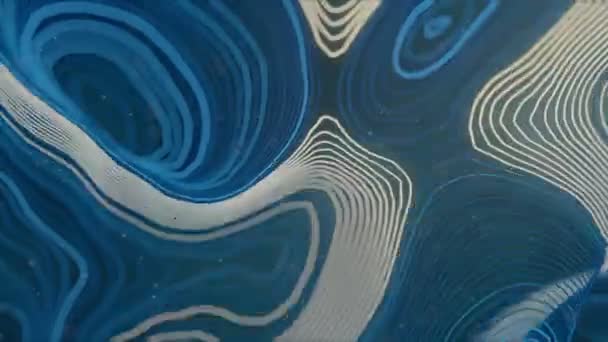 Fundo Abstrato Cor Azul Com Partículas Brilhantes Fios Ondulados Deformados — Vídeo de Stock