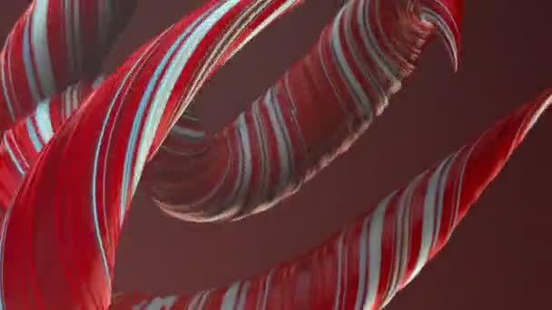 Red colored twisted shapes. Computer generated abstract geometric 3D render loop animation. HD resolution. — Stock Video