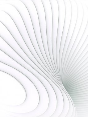 Hafif sis ile çevrili beyaz çizgili fütüristik desen. Bilgisayar geometrik şekil oluşturdu. 3D render illüstrasyon