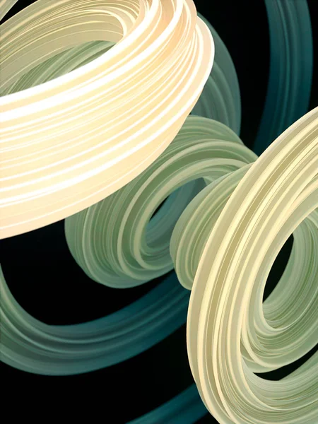 Grön färgad vriden form. Datorgenererade abstrakt geometriska 3D Render illustration — Stockfoto