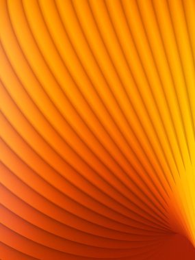 Turuncu ışık sisi ile çevrili çizgili fütüristik desen. Bilgisayar geometrik şekil üretti. 3d render illüstrasyon
