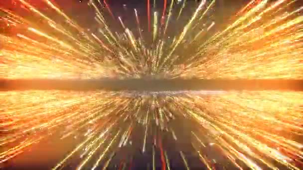 Гипер Прыжок Полет Космосе Компьютер Создал Абстрактный Космический Фон Оранжевые — стоковое видео