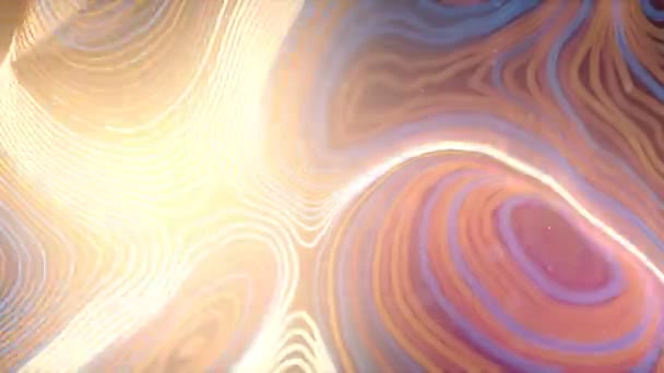 Gekleurde Abstracte Achtergrond Met Heldere Deeltjes Vervormde Golvende Draden Met — Stockvideo