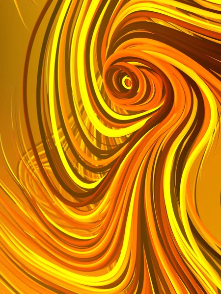 Interlacing abstracte geel gekleurde curven. Door de computer gegenereerd geometrisch patroon. 3D-rendering — Stockfoto