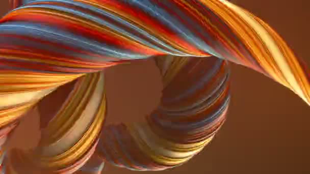 オレンジ色のねじれたシェイプモーショングラフィックスの背景 コンピュータで生成された抽象ジオメトリック レンダリング ループ アニメーション Hd解像度 — ストック動画
