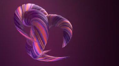 Pembe renkli bükülmüş şekiller Bilgisayar oluşturulan soyut 3d render döngü animasyon