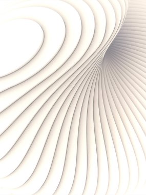 Hafif sis ile çevrili beyaz çizgili fütüristik desen. Bilgisayar geometrik şekil oluşturdu. 3D render illüstrasyon