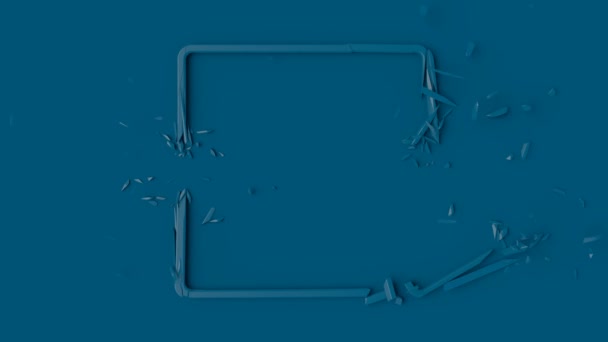 Conception Abstraite Cadre Rectangulaire Bleu Cassé Animation Destruction Ralenti Forme — Video