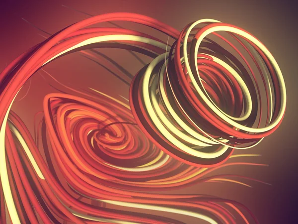 Curvas de color naranja abstractas entrelazadas. Patrón geométrico generado por computadora. Renderizado 3D — Foto de Stock