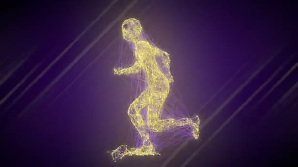 Abstract running wire man in modern style. 3d rendering loop animation. 4K, UHD — Stock Video