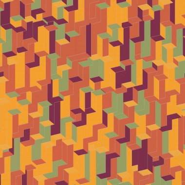 Modern stil 3d biçiminde çok renkli dikdörtgen desenli tasarım dijital illüstrasyon. Soyut sanatsal arkaplan