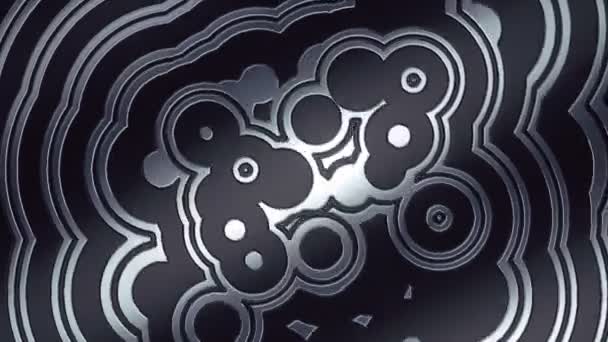 Patrón abstracto de círculos divergentes de plata. Animación de bucle de renderizado 3d de lujo HD — Vídeo de stock