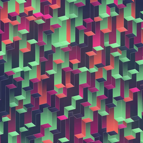 Moderne Futuristisk Mønster Multifargede Rektangler Geometrisk Sammendrag Gjengivelse Digital Illustrasjon – stockfoto