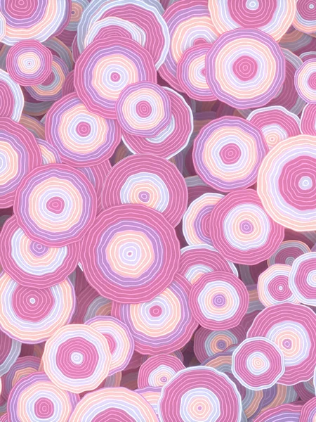 レトロスタイルのピンク色の背景に花パターン 花抽象的なデザイン 3Dレンダリングデジタルイラスト — ストック写真