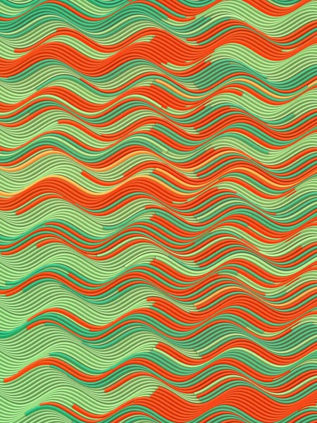 Yatay renkli çizgilerle modern dalgalı desen 3d tasarım kavramı — Stok fotoğraf