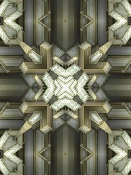 Fantasievolle Abstrakte Digitale Illustration Mit Rendering Unmöglicher Architekturformen Surreales Kaleidoskopisches — Stockfoto