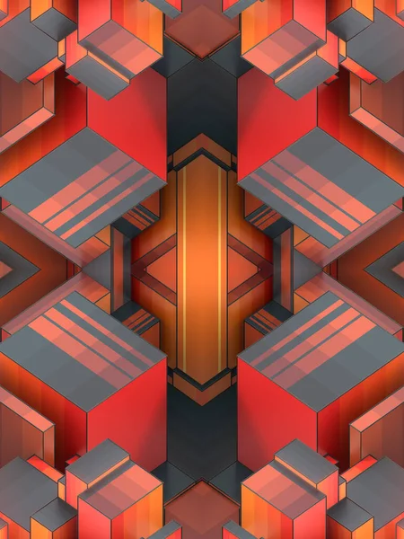Geometric art pattern. 3d rendering digital illustration. Abstract computer graphic background. Modern design element