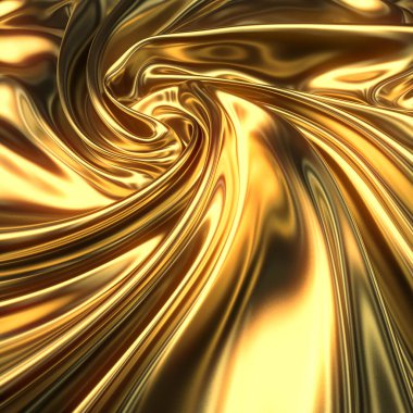 Abstract gold cloth wave concept background. Decorative elegant luxury design. 3d rendering digital illustration clipart