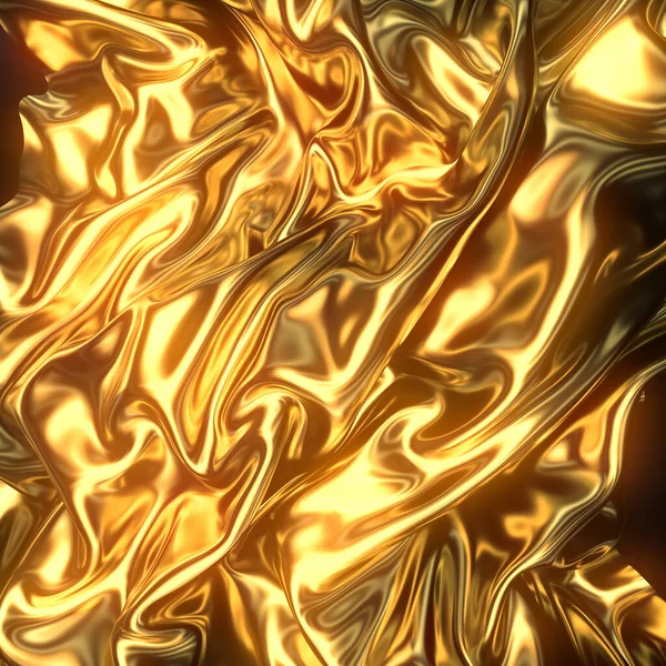 Рендеринг Цифровой Иллюстрации Красивые Складки Золотого Шелка Красивый Чистый Фон — стоковое фото