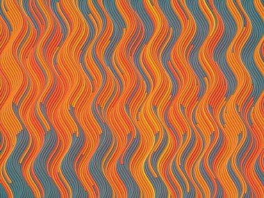 Grafik tasarımı için koyu arkaplanda renkli dalgalı çizgiler. Soyut modern akış tasarım şablonu. Hareket dinamik etkisi. 3d biçimlendirme dijital bileşimi