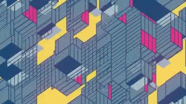 Minimalist modern geometrik kompozisyon. 3D render kusursuz döngü animasyonu 4K